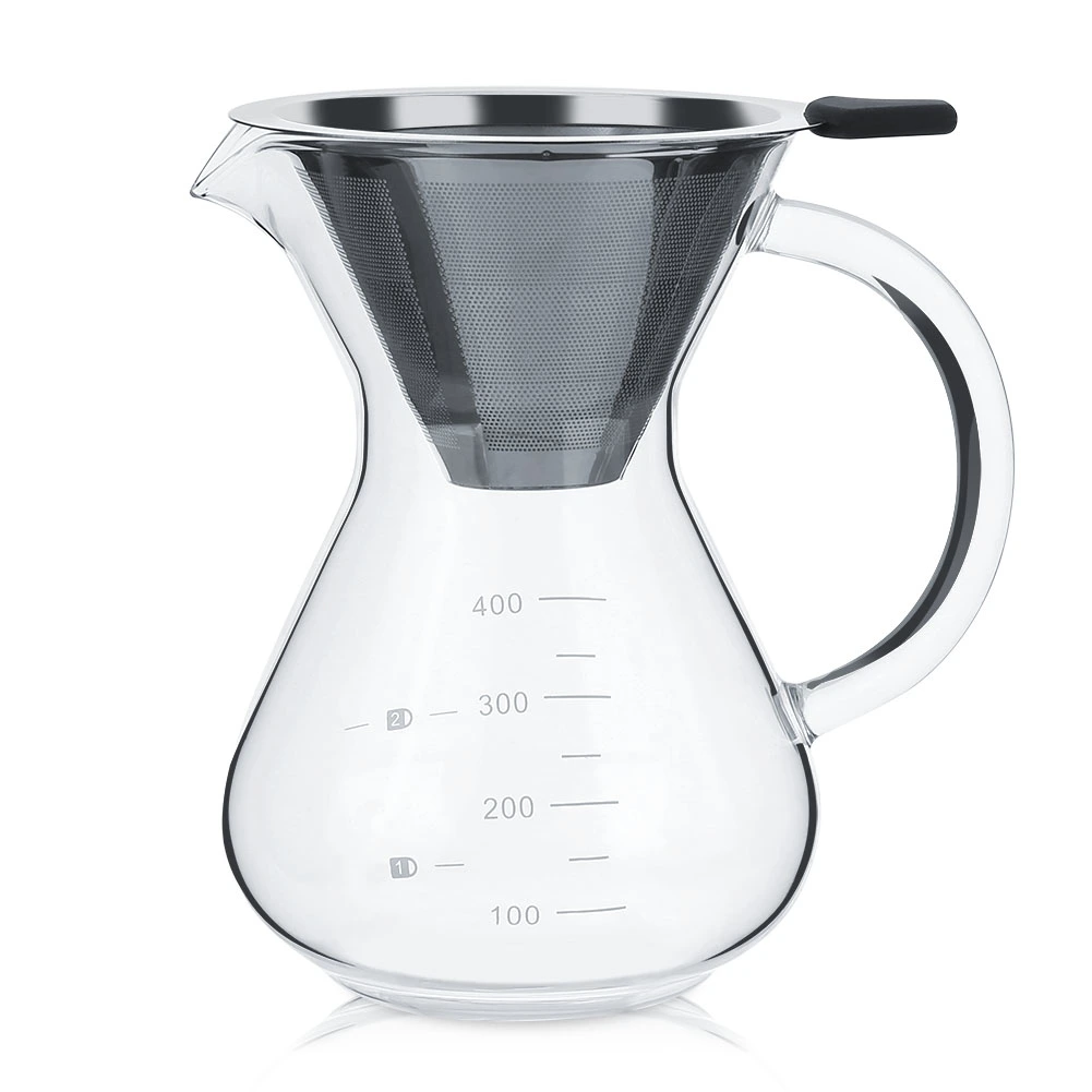 400ml Glass Hand Drip Coffee Maker Filter Pot with Scale Office Home