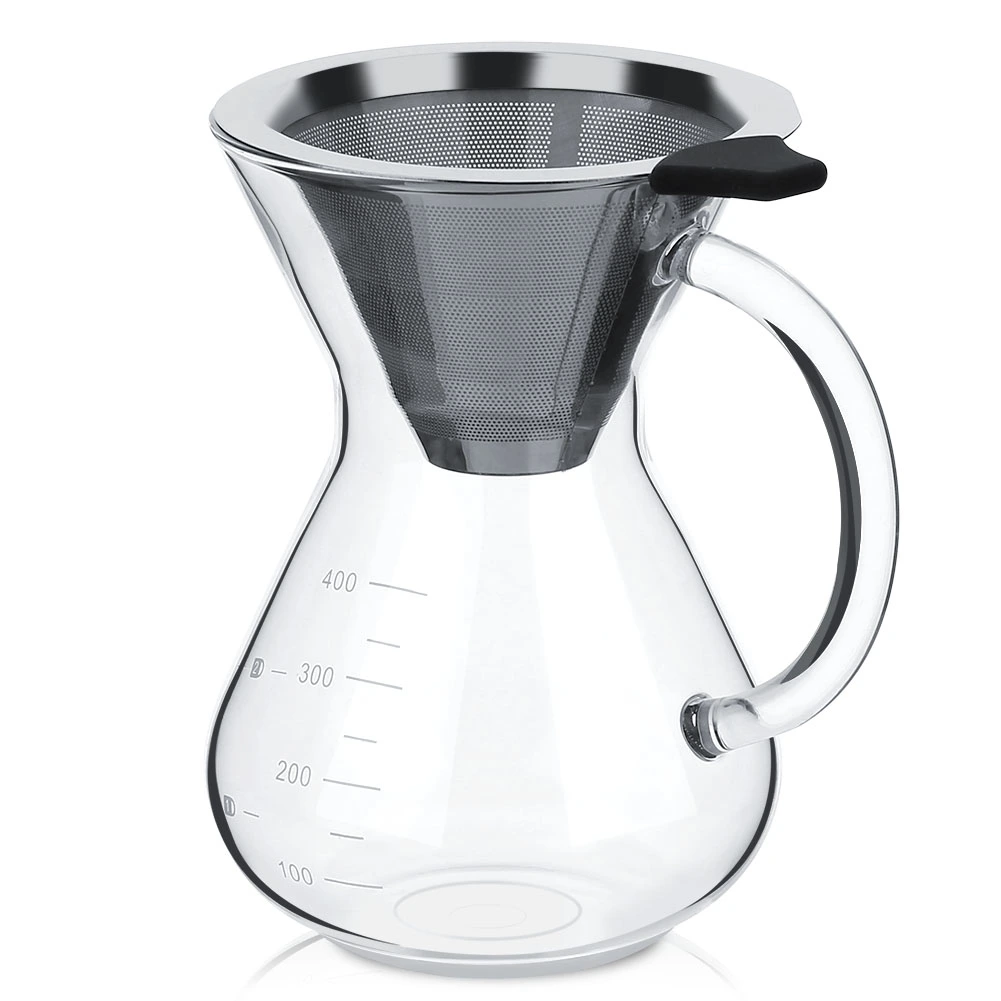 400ml Glass Hand Drip Coffee Maker Filter Pot with Scale Office Home