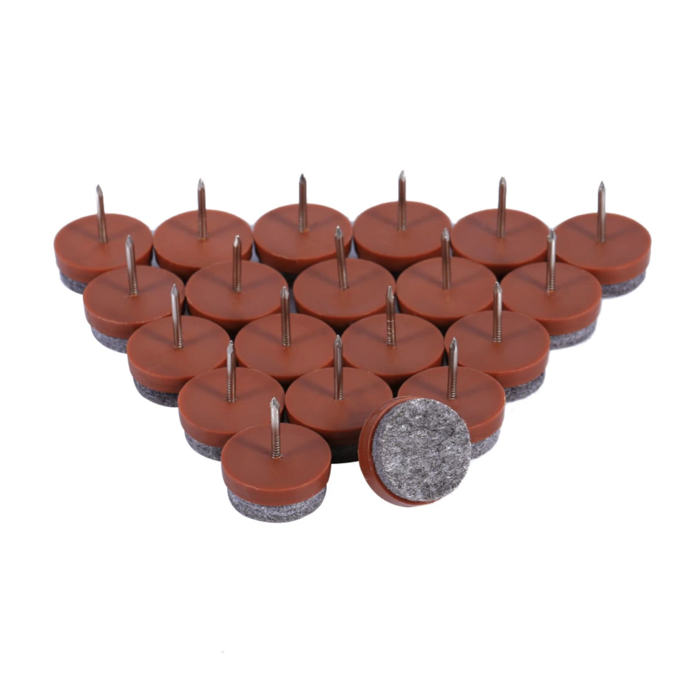 20x Furniture Table Chair Leg Floor Felt Pad Skid Glide Slide DIY Nail Protector Brown 24mm