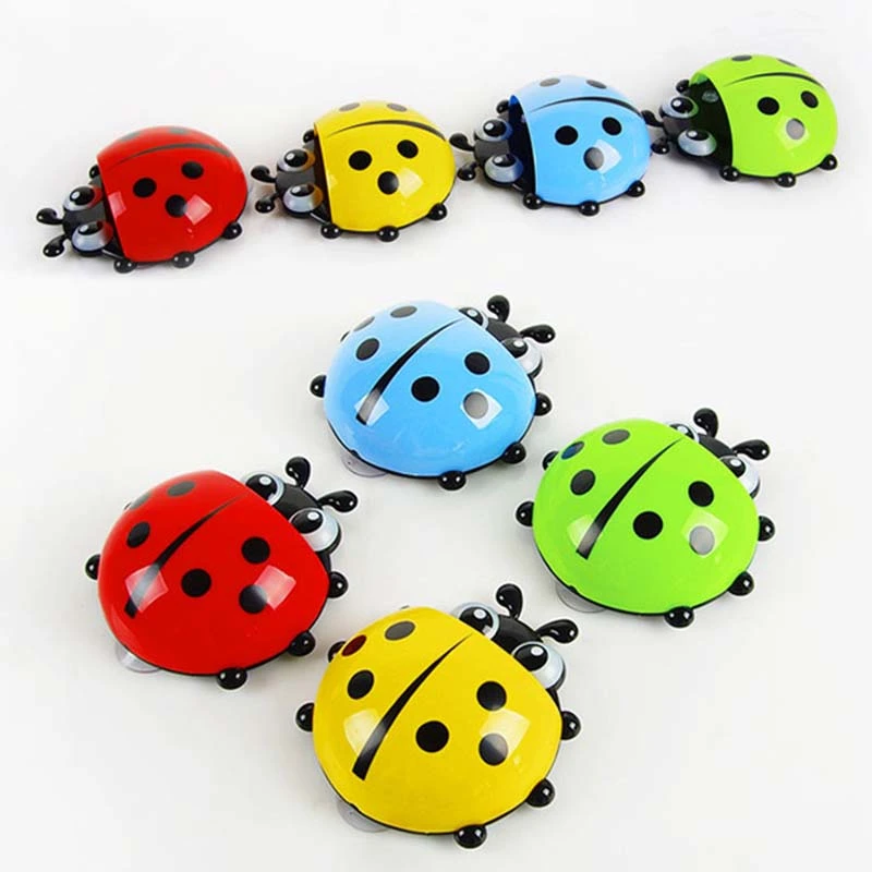 Bathroom Cartoon Ladybug Sucker Toothbrush Holder Children Kids Suction Hooks Toothbrush Holder