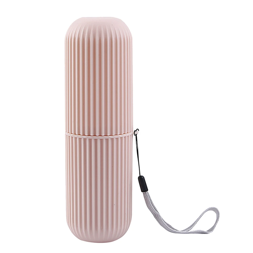 Travel Toothbrush Case Carrier Portable PP Slip Resistant Travel Toothbrush Cup with Cover Pink