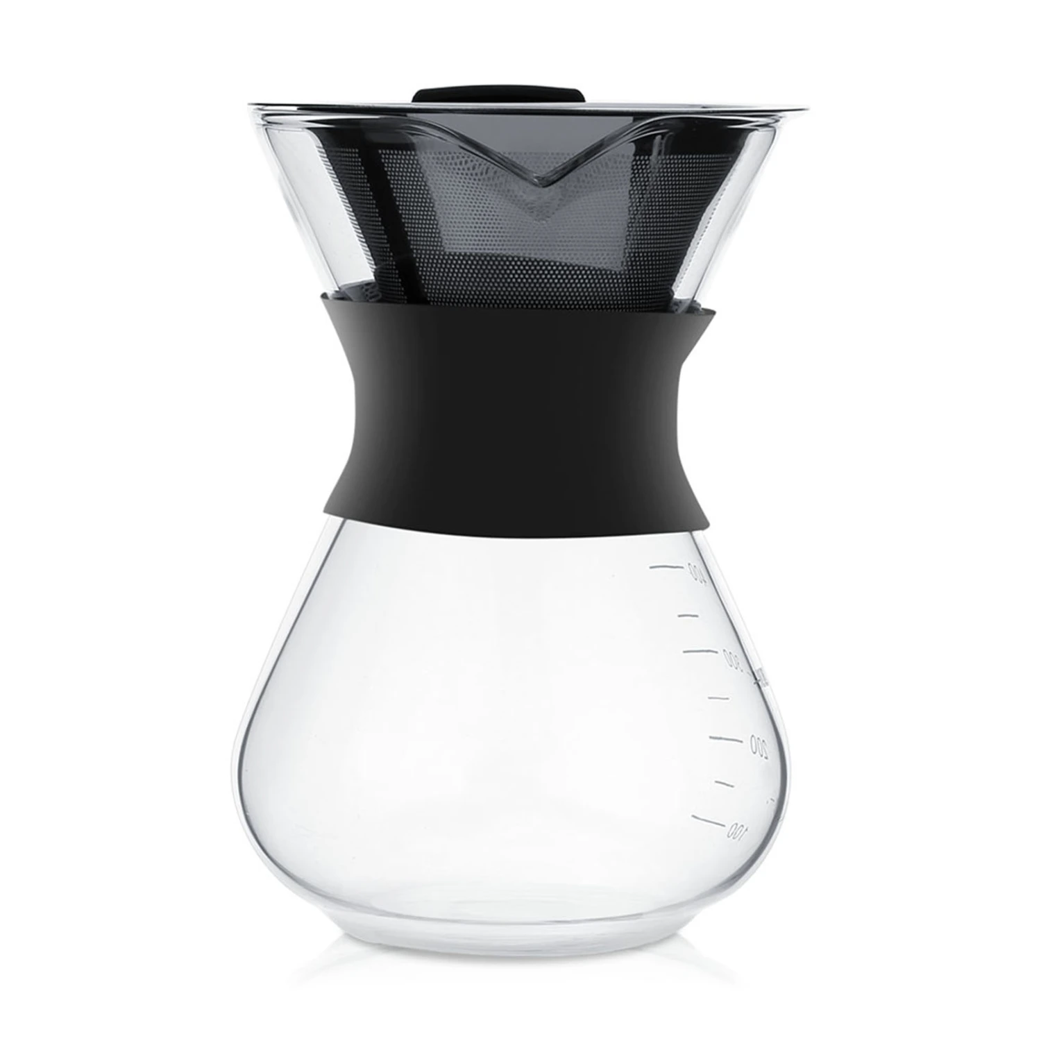 Manual Hand Drip Coffee Maker Glass Pot with Stainless Steel Filter