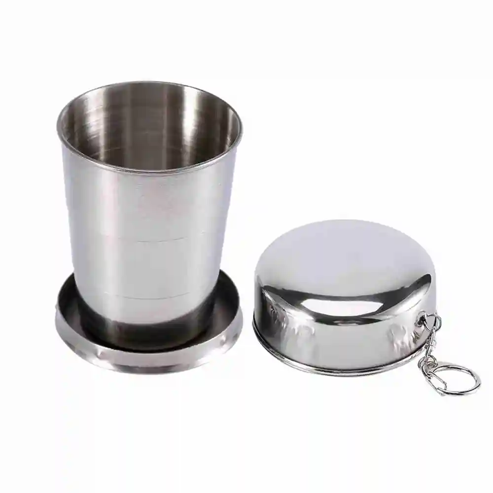 S/M/L Stainless Steel Travel Folding Cup Camp Keychain Retractable Telescopic Collapsible