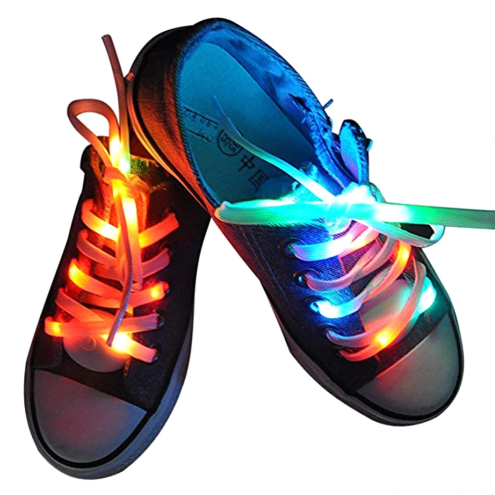 1 Pair LED Light Waterproof Shoelaces Battery Powered Flash Lighting Shoeslaces for Party Hip Hop Dancing Skating Running Cosplay