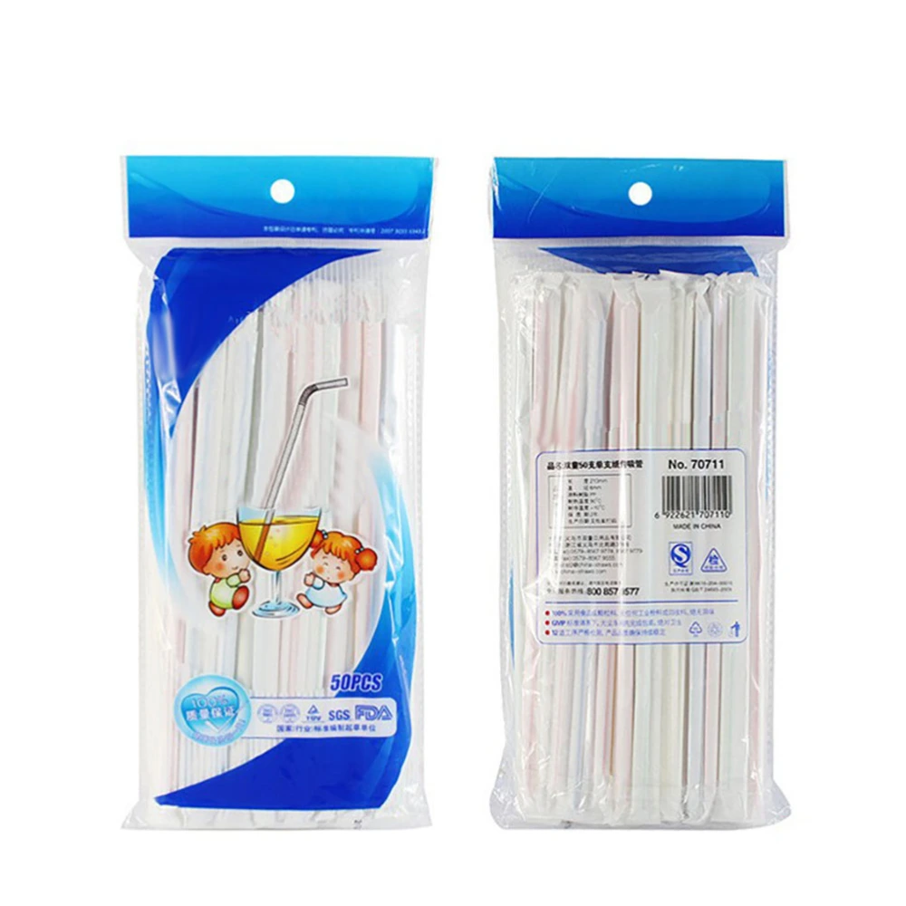 50pcs Flexible Straws Plastic Disposable Straw BPA Free Drinking Straws