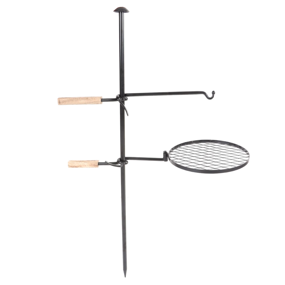 Outdoor Barbecue Grill Stand Assemblable Cast Iron Grill Net and Arm Set for Camping Picnic