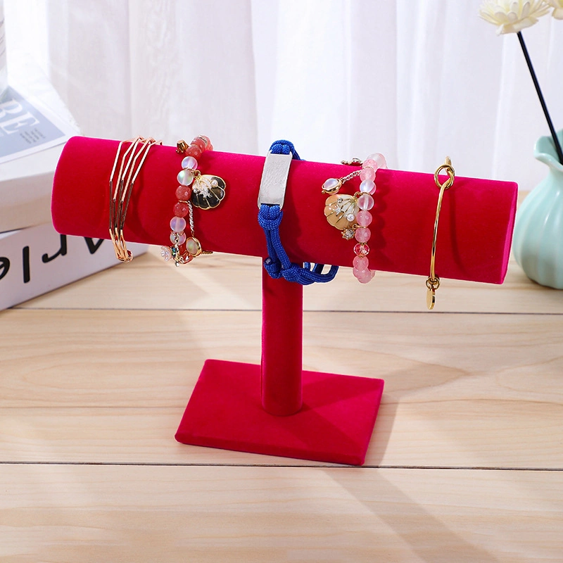 Jewelry Display Stand Simple Fashionable Bracelet Scrunchies Holder for Home Jewelry Store Showcase Rose Red Single Row