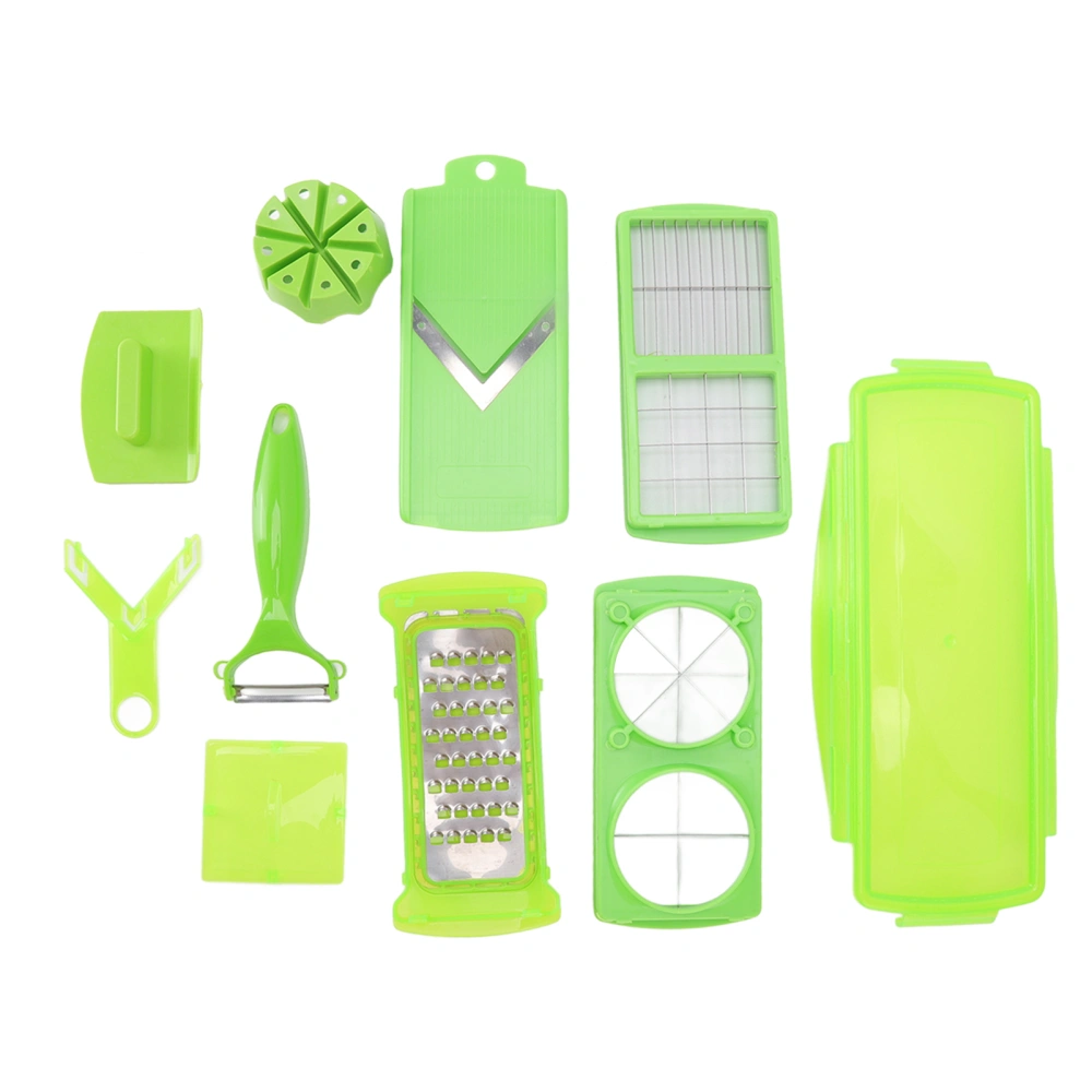 Multifunctional Vegetable Cutter Set 13 Accessories Vegetable Slicing Tool Green Vegetable Shredder for Kitchen