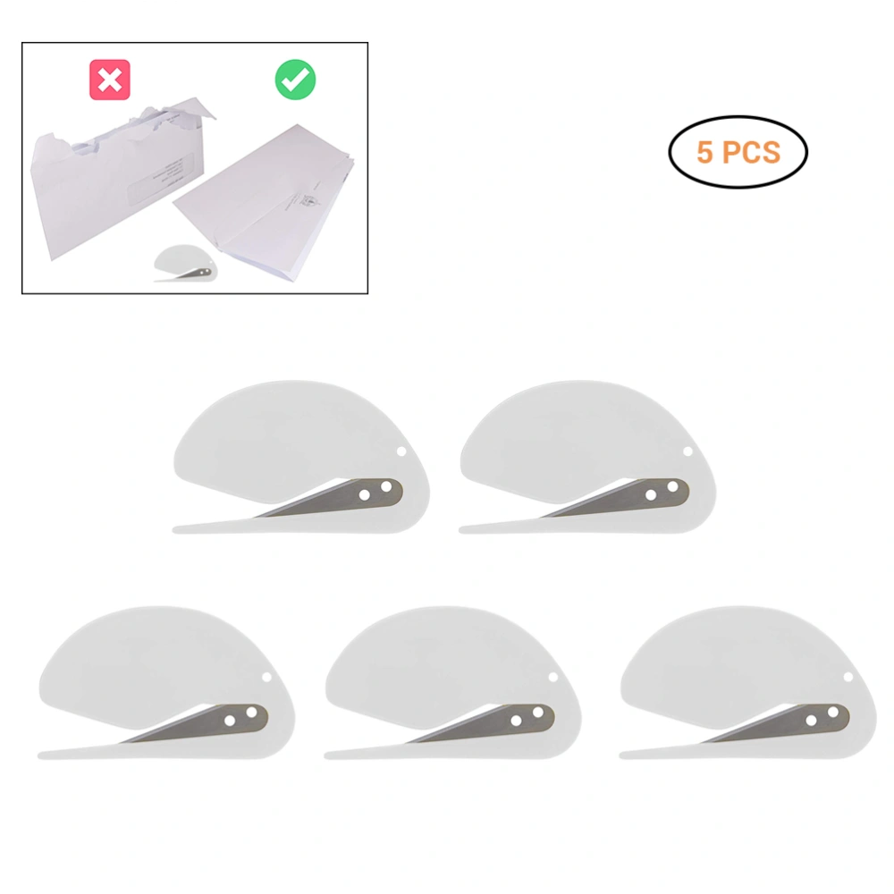 5 Pcs White Letter Opener Envelope Slitter Set Plastic Envelope Slitter Set Razor Blade Paper Knife