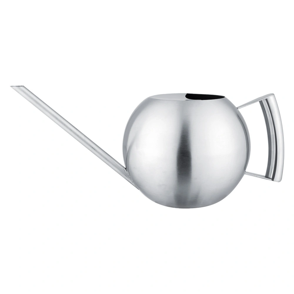 Stainless Steel Watering Can 1000mL Long Mouth Round Sprinkling Pot for Home Garden Plant