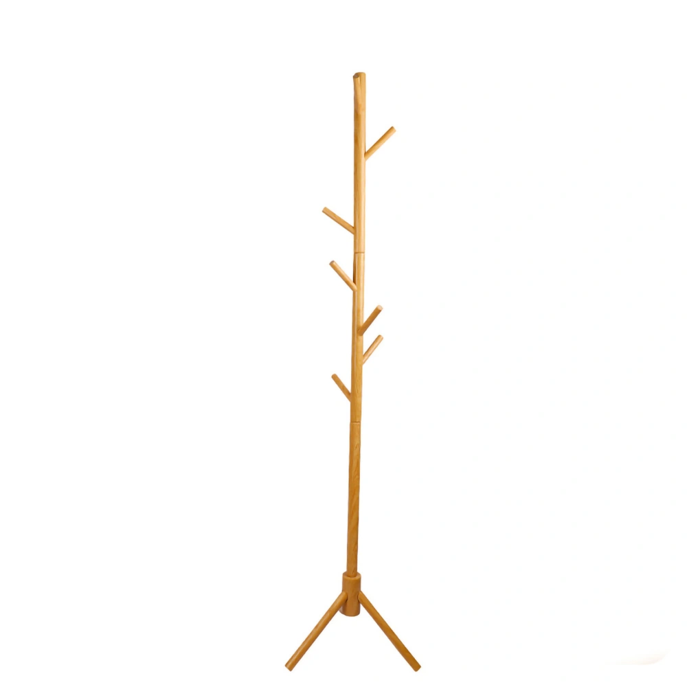 Clothes Tree Solid Wood Round Corner Simple Fashionable Beautiful Coat Hanger for Living Room Burlywood