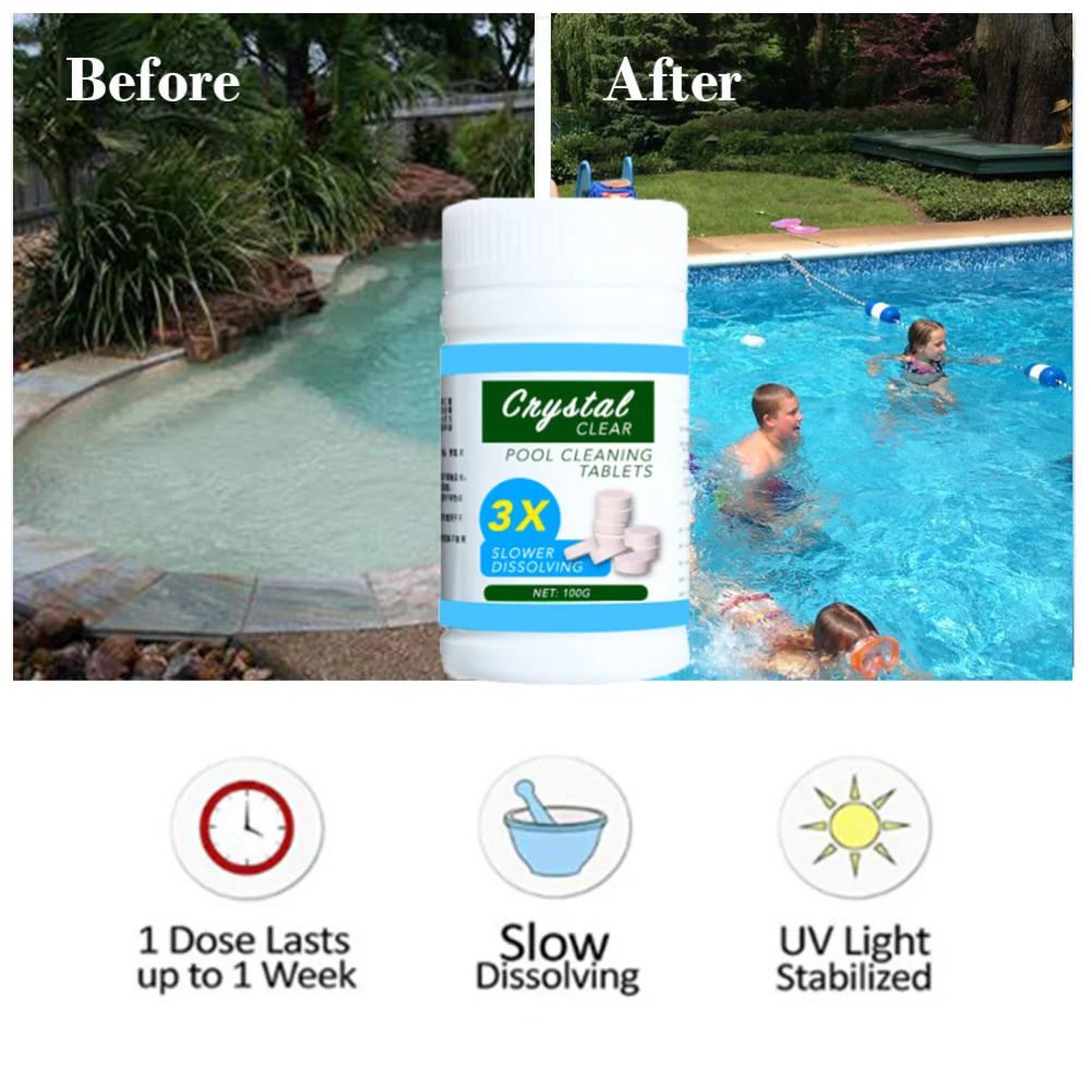 Pool Cleaning Tablet Multi Functional Effervescent Tablets Clear Balance Pool Maintenance Chlorinating Tablets