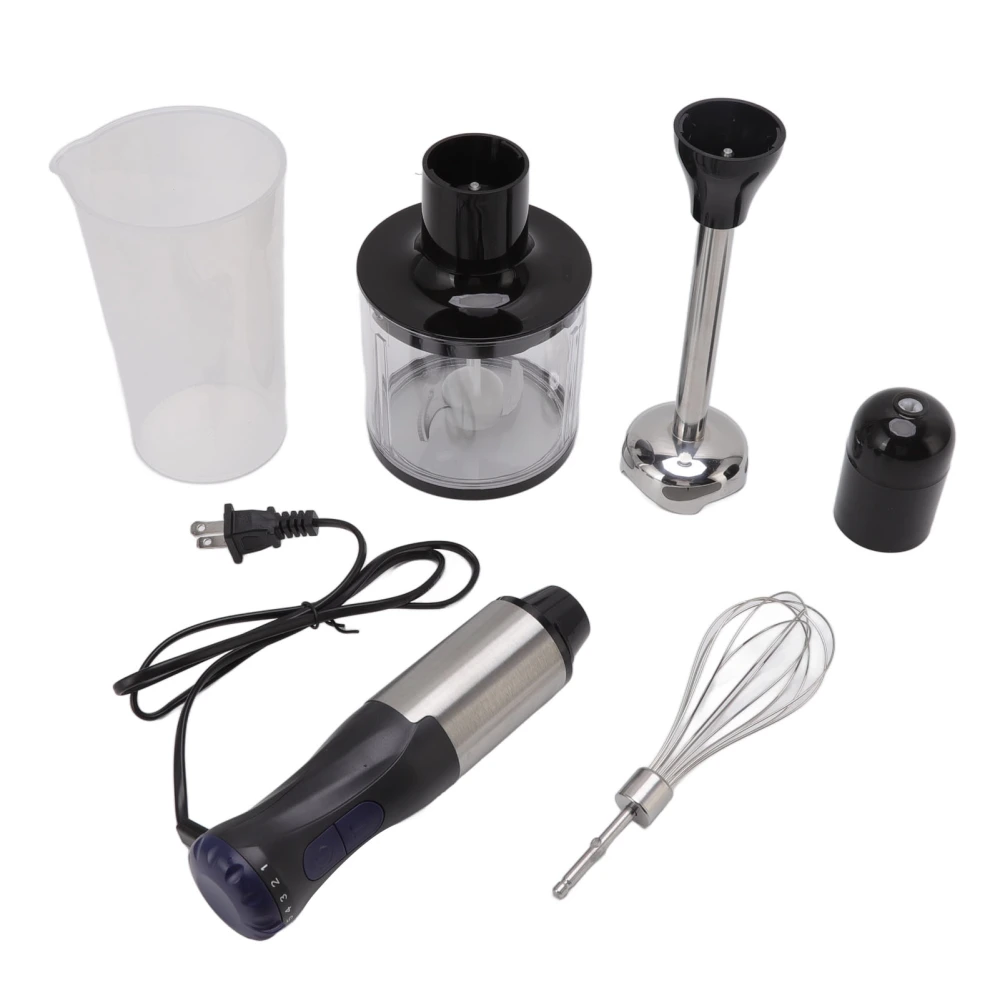 4 In 1 Multifunctional Hand Blender Stainless Steel Food Processor 700ml Mixing Cup 500ml Meat Grinding Bowl US Plug 110V