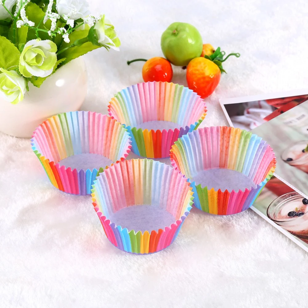 100 pcs Colorful Cupcake Liner Cupcake Paper Baking Cup Muffin Cases Cake Mold