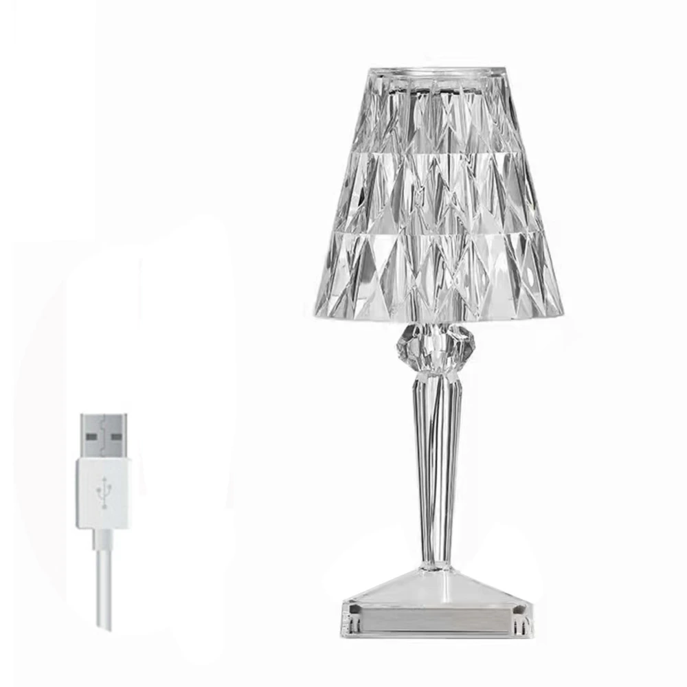 Diamond Crystal Table Lamp USB Charging Decorative Touch Color Changing Bedroom Decorative Lamp Rechargeable