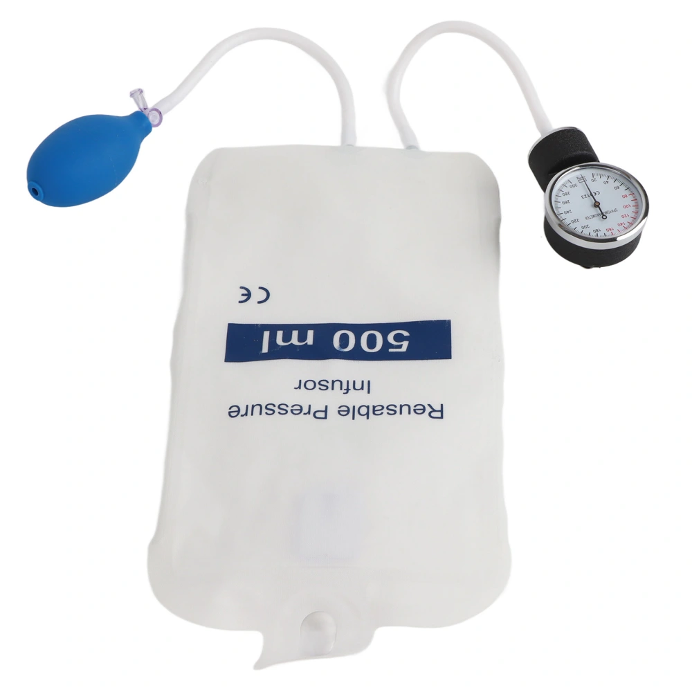 Pressure Infusion Bag ICU Monitoring Fluid Quick Infusion with Indicator Gauge Head for Rapid Blood and Fluids Infusion 500ml