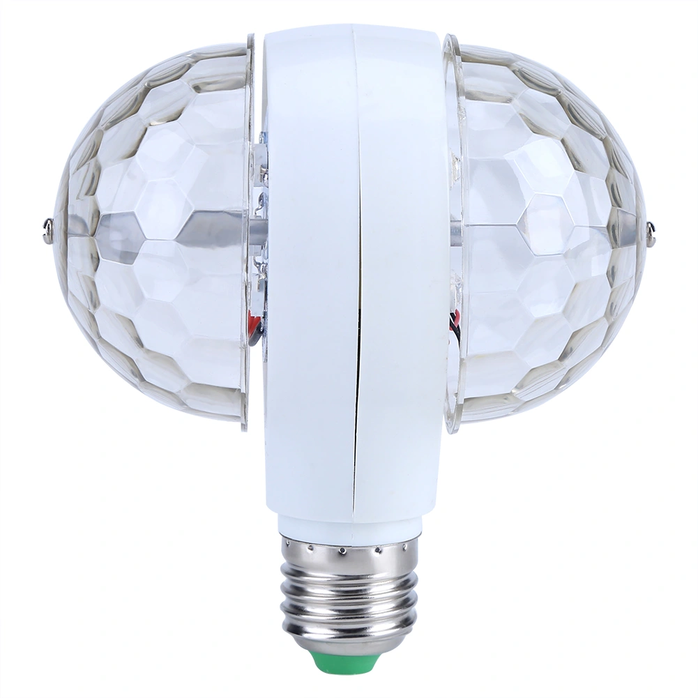 E27 RGB LED Disco Stage Lights Ball Bulb 2‑Head Rotating Party Effect Lamp 110-220V US Plug