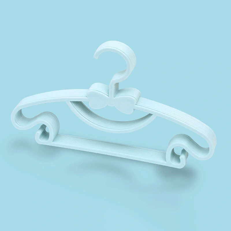 10PCS Kids Storage Hangers Plastic Thicken Bow Knot Coat Drying Hanger for Toddler Baby Blue