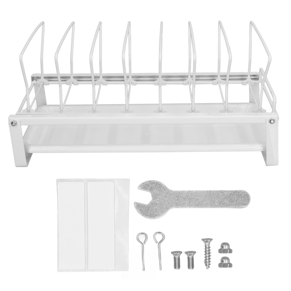 Dish Drying Rack Tableware Storage Shelf Plate Holder with Tray Drainer Cabinet Kitchen Organizer White