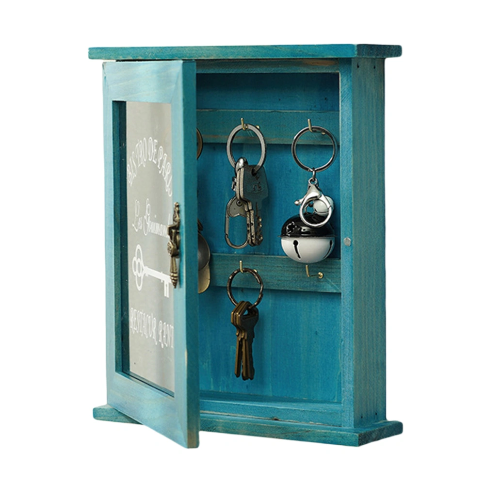 Key Organizer Wooden Key Cabinet Wall Box Beautiful Durable Retro Acrylic Door Key Storage Box