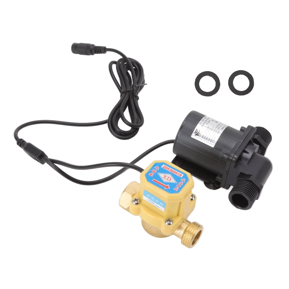 DC Brushless Pump Quiet Solar Water Heater Booster Pump with Flow Switch 6v-24v G1/2 Male Thread