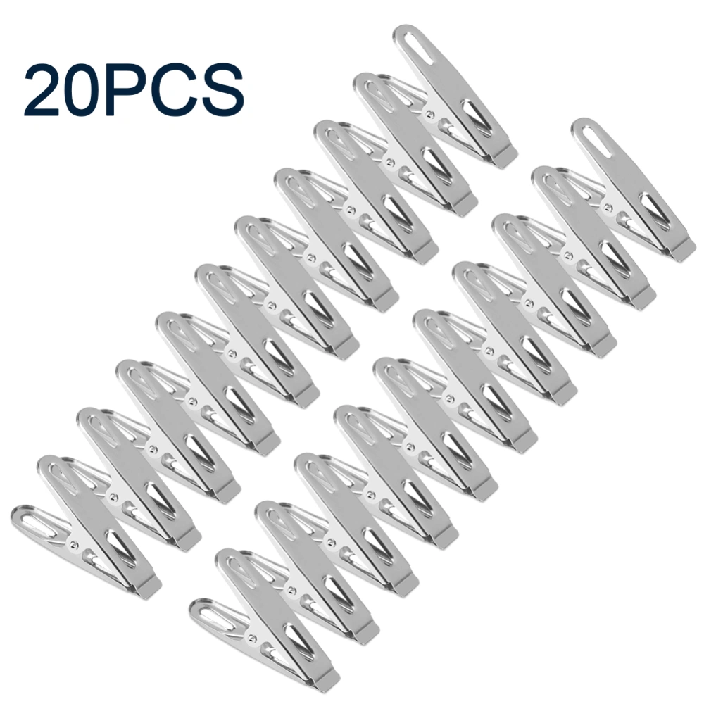 20pcs Stainless Steel Clothes Pegs Clamps Household Socks Underwear Drying Rack Clip Holder