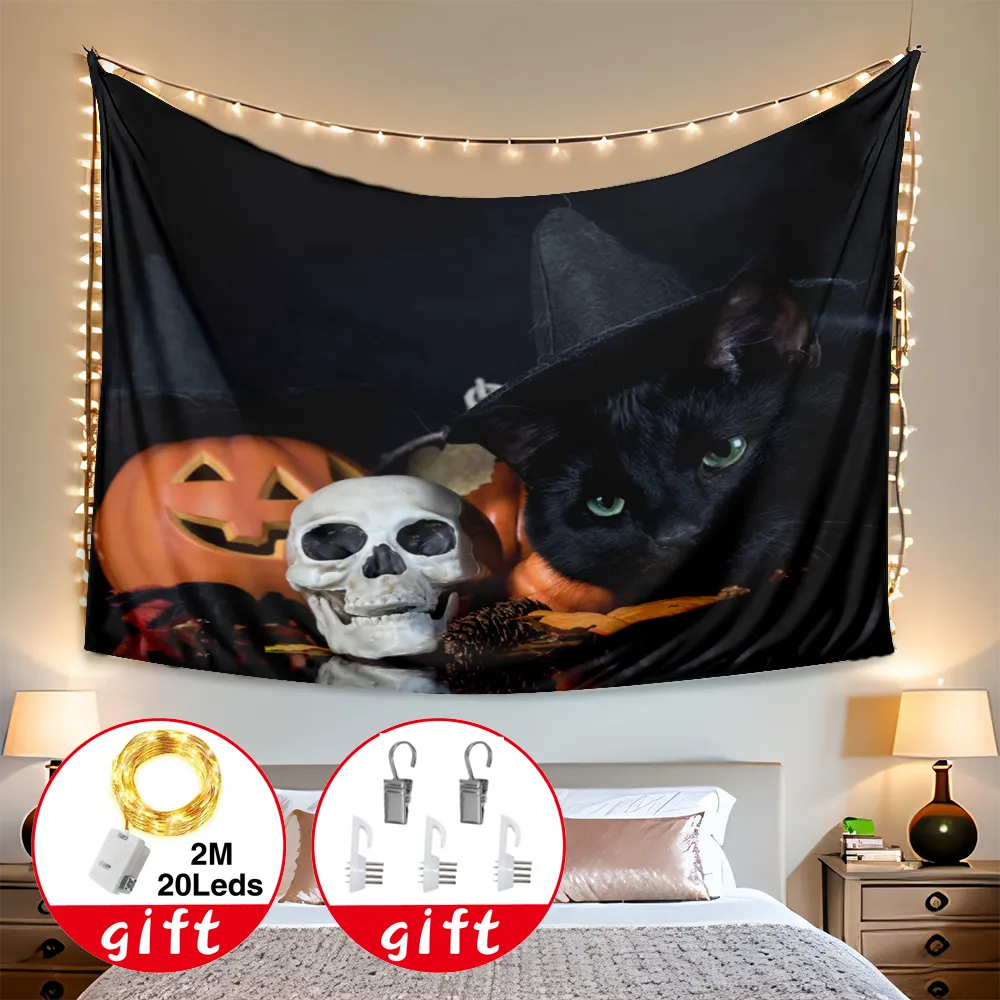 Halloween Tapestry, Happy Halloween background Tapestry, for Bedroom Living Room Scary Fantasy Foggy,#057