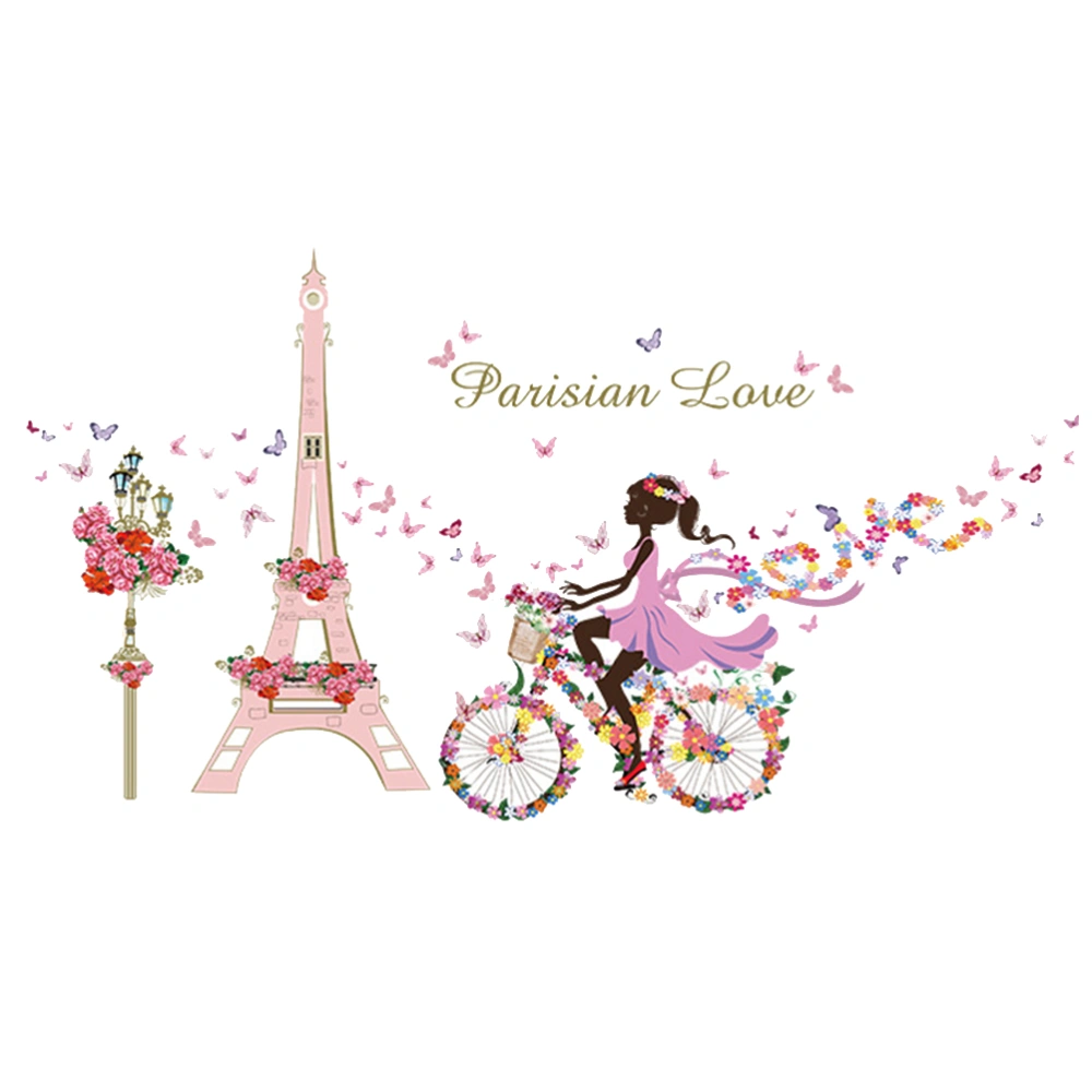 Wall Stickers Paris Eiffel Tower Wall Decal Stickers Repeatable Pasting Wall Decoration for Girls Bedroom