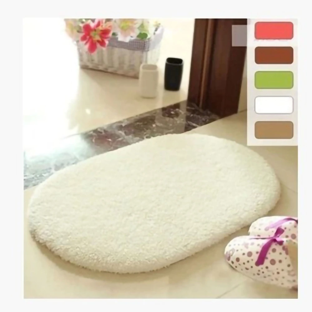 Door Mat Oval Slip Proof Indoor Door Carpet Moisture Absorption Soft Comfortable Plush Bathroom Rug for Kitchen Bedroom Beige 40x60cm/15.7x23.6in (Oval Shape)