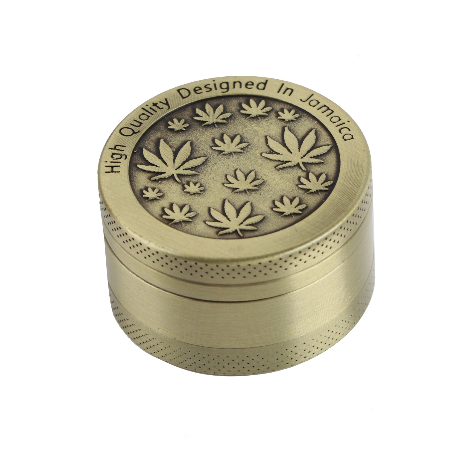 Leaf Pattern Grinder Colourful Zinc Alloy Manual Portable Abrader Crusher Grinding Tool Gift Dia 4CM 3 Floor Bronze