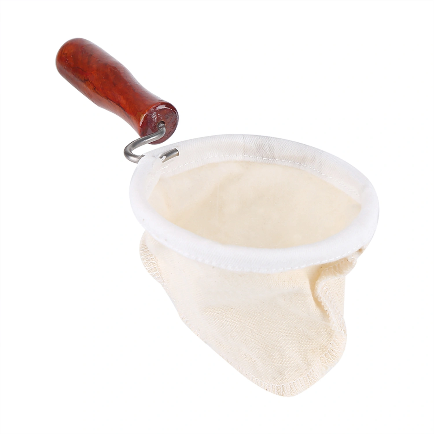 Reusable Flannel Cloth Handmade Coffee Filter Strainer with Wood Handle (Large)