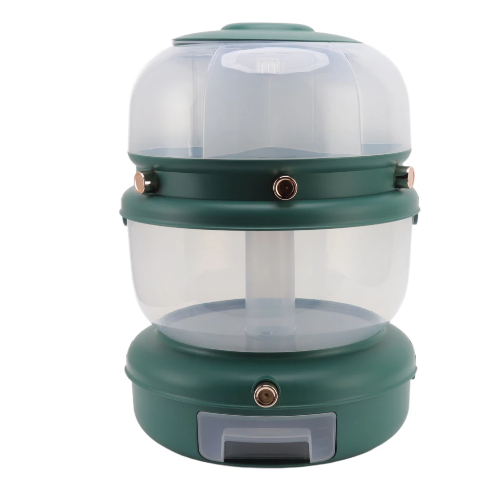 9kg Double Layer Rice Storage Container 6 Grid Rice Dispenser Pressed Rotatable Sealed Dry Food Bucket for Home Kitchen Dark Green