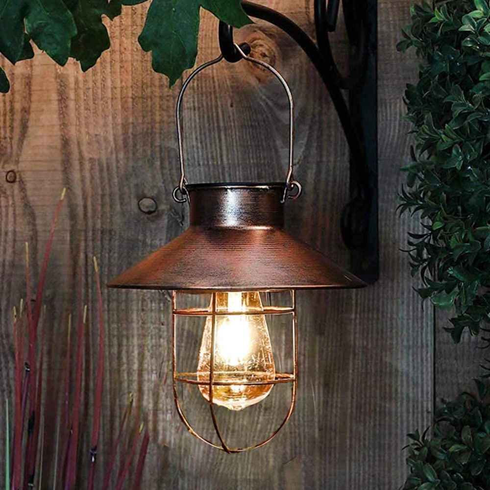 Outdoor Solar Hanging Lanterns Vintage Solar Garden Light with Warm LED Bulbs for Garden Yard Patio Pathway