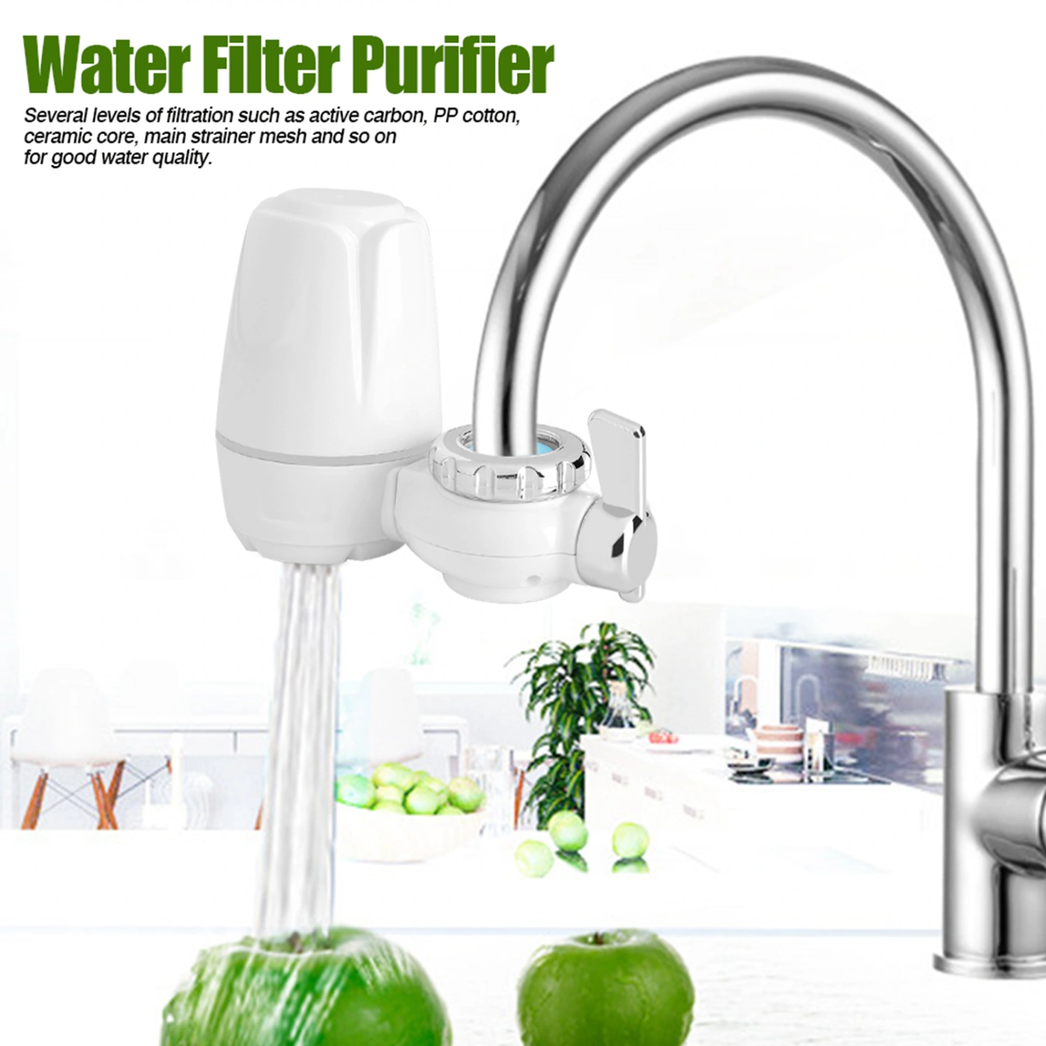 Household Kitchen Tap Faucet Mount Water Filter Purifier with Washable Ceramic Core