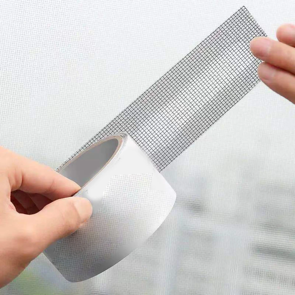 Window Screen Repair Fill Hole Self Adhesive Fine Mesh Screen Tape Mesh Repair for Mosquito Repellent 5cmx2m/2.0x78.7in Black