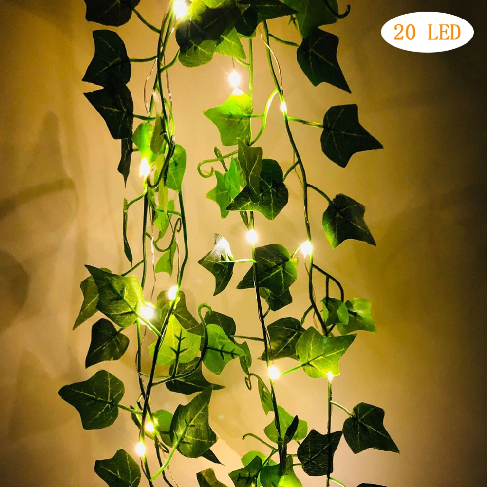 Artificial Plants LED String Light Green Leaf Vine Battery Operated Fairy String Lights for Home Wedding Decor