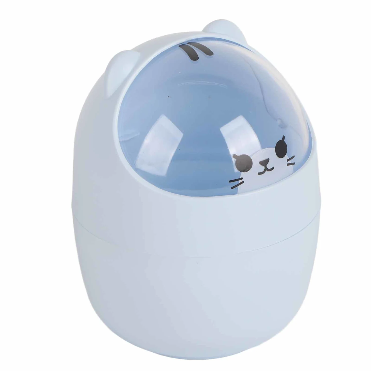 Mini Desktop Trash Can Cute Appearance Large Opening Desk Plastic Garbage Can Detachable Waste Basket with Lid Blue