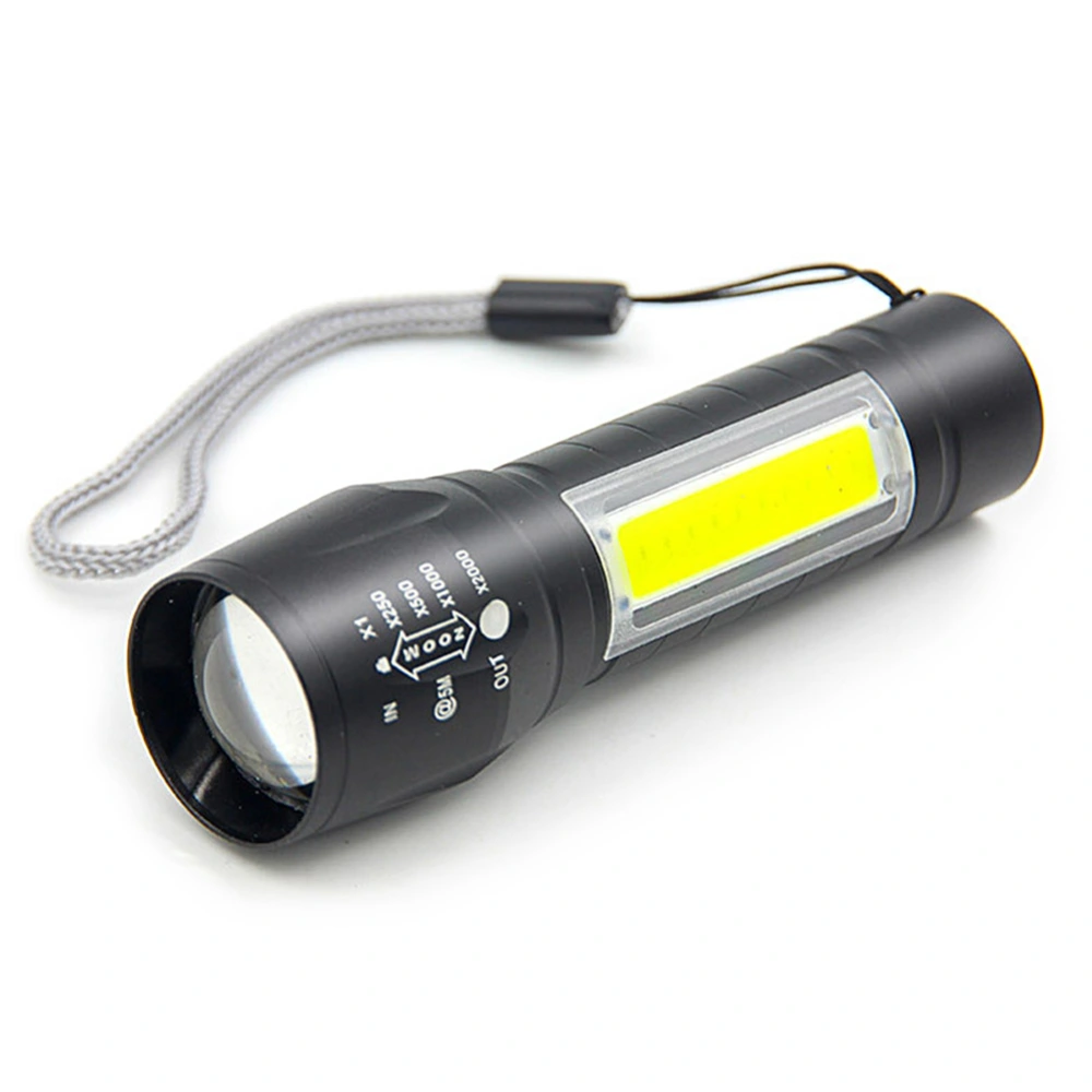 Portable Mini COB LED USB Rechargeable Zoomable Flashlight Torch Lamp