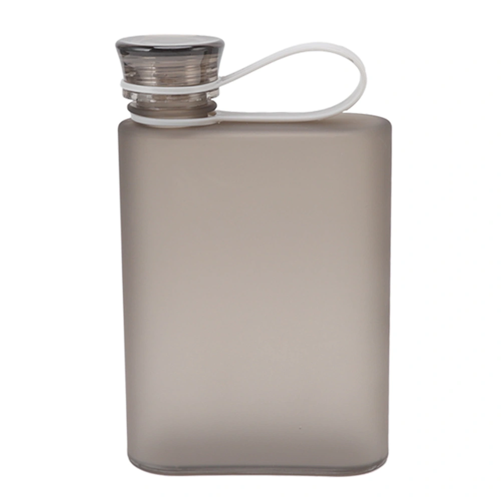 Flat Water Bottle Plastic Leak Proof Transparent Square Portable Paper Water Bottle 380ml Grey