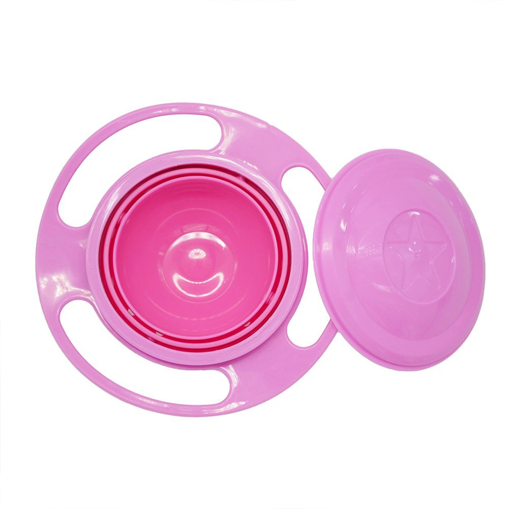 Cute Baby Rotating Bowl 360° Rotatable Spill Proof Bowl Gyroscopic Bowl with Lid