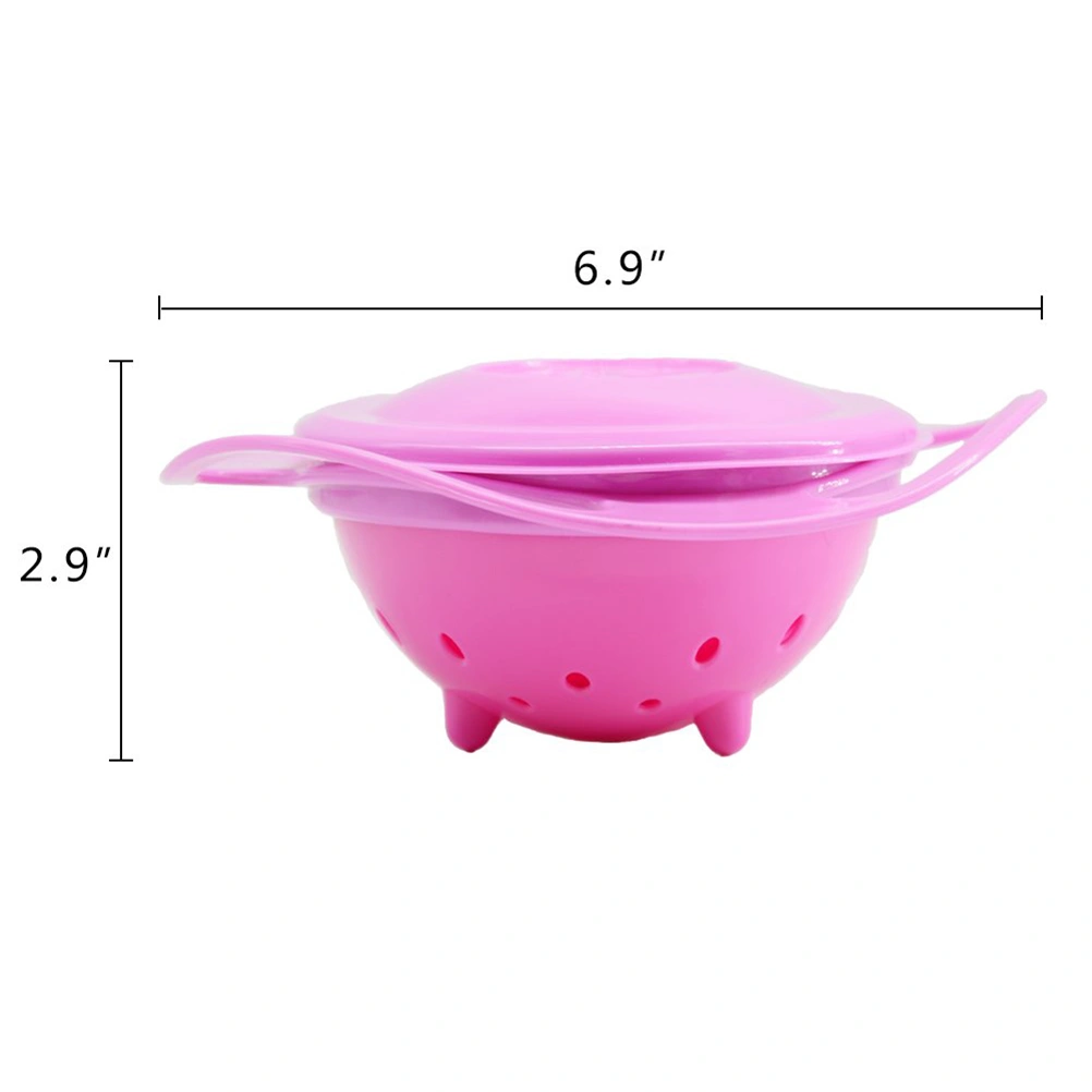 Cute Baby Rotating Bowl 360° Rotatable Spill Proof Bowl Gyroscopic Bowl with Lid