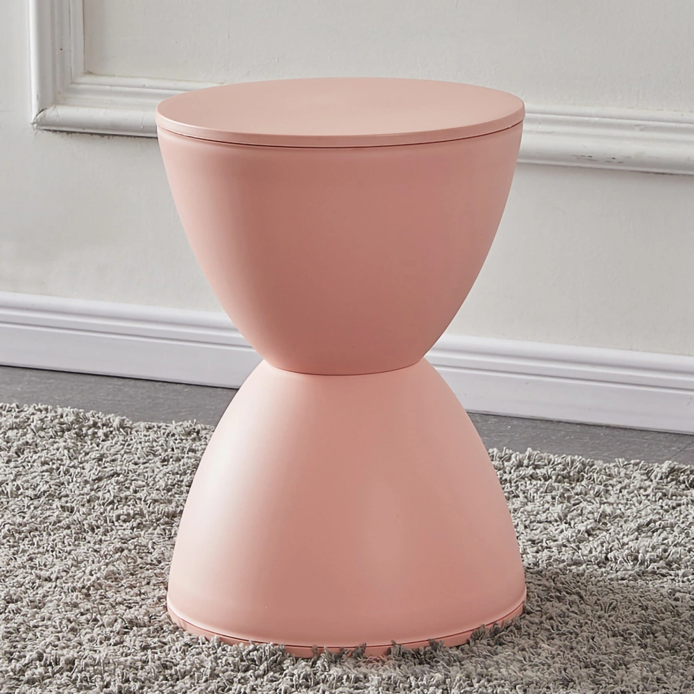 Plastic Round Stool Thicken Round Corner Strong Bearing Modern Small Stool for Home Pink