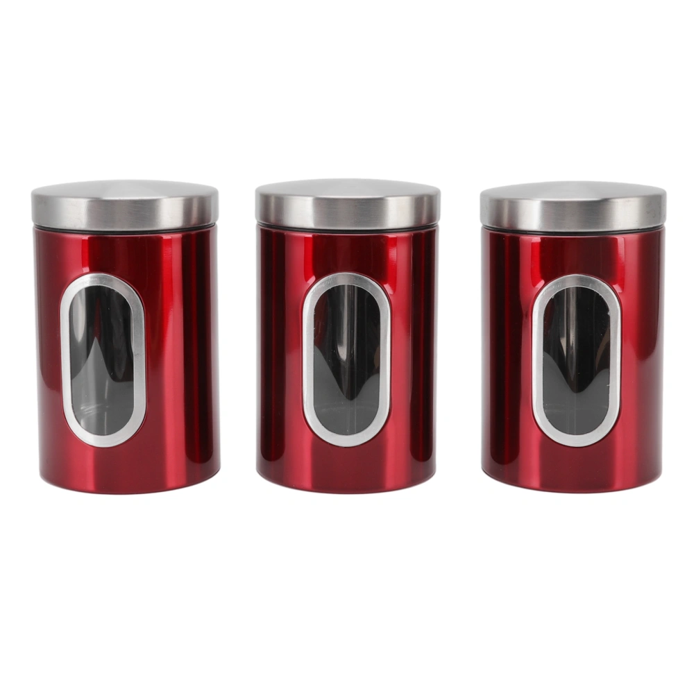 Food Storage Jars Stainless Steel Reusable Convenient Compact Durable Wearable Kitchen Storage Containers for Home Red 3pcs