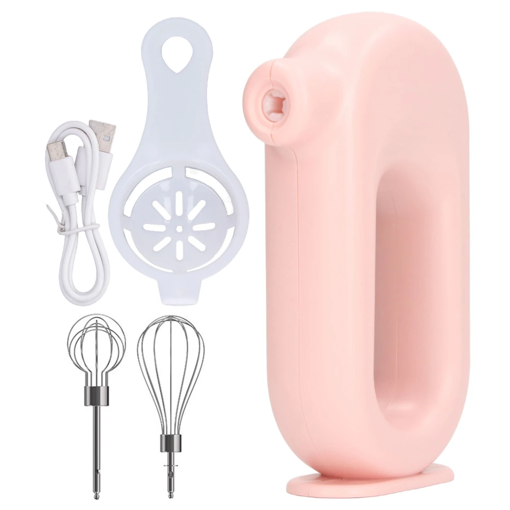 Electric Hand Mixer USB Charging 4 Level Adjustment Electric Eggbeater Handheld Milk Frother for Home Kitchen Pink