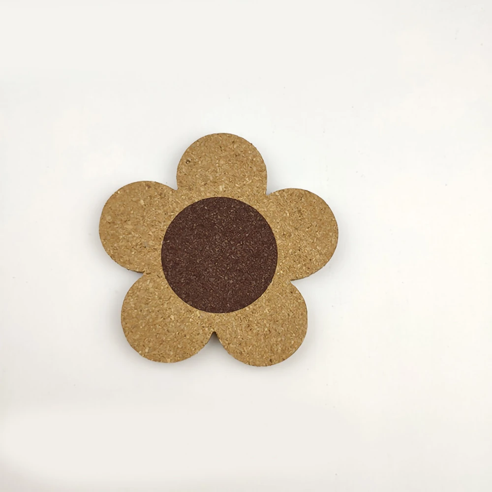 Flower Wooden Coaster Nordic Style Flower Shape Cork Coaster Kitchen Insulation Mat Dining Table Mat S