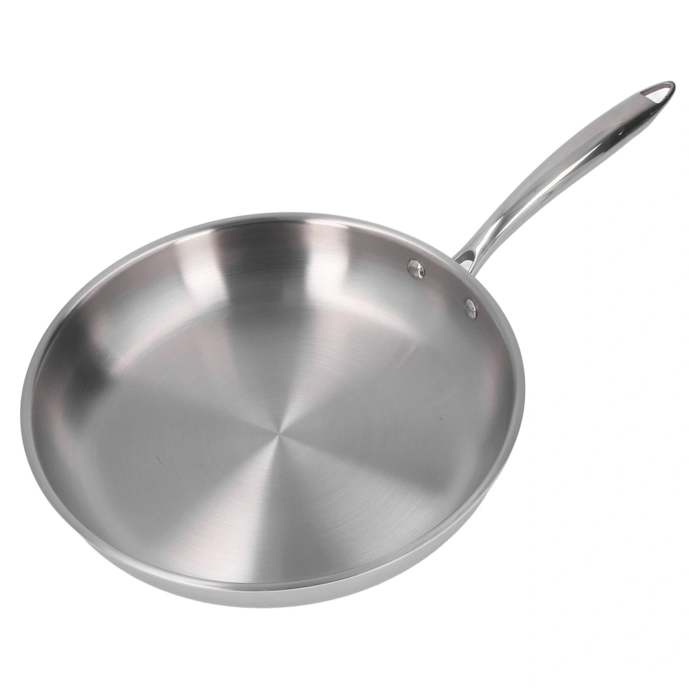 Stainless Steel Frying Pan Thickened 304 Stainless Steel Uncoated 3 Layers Stainless Steel Skillet for Omelette Cooking 11.81in