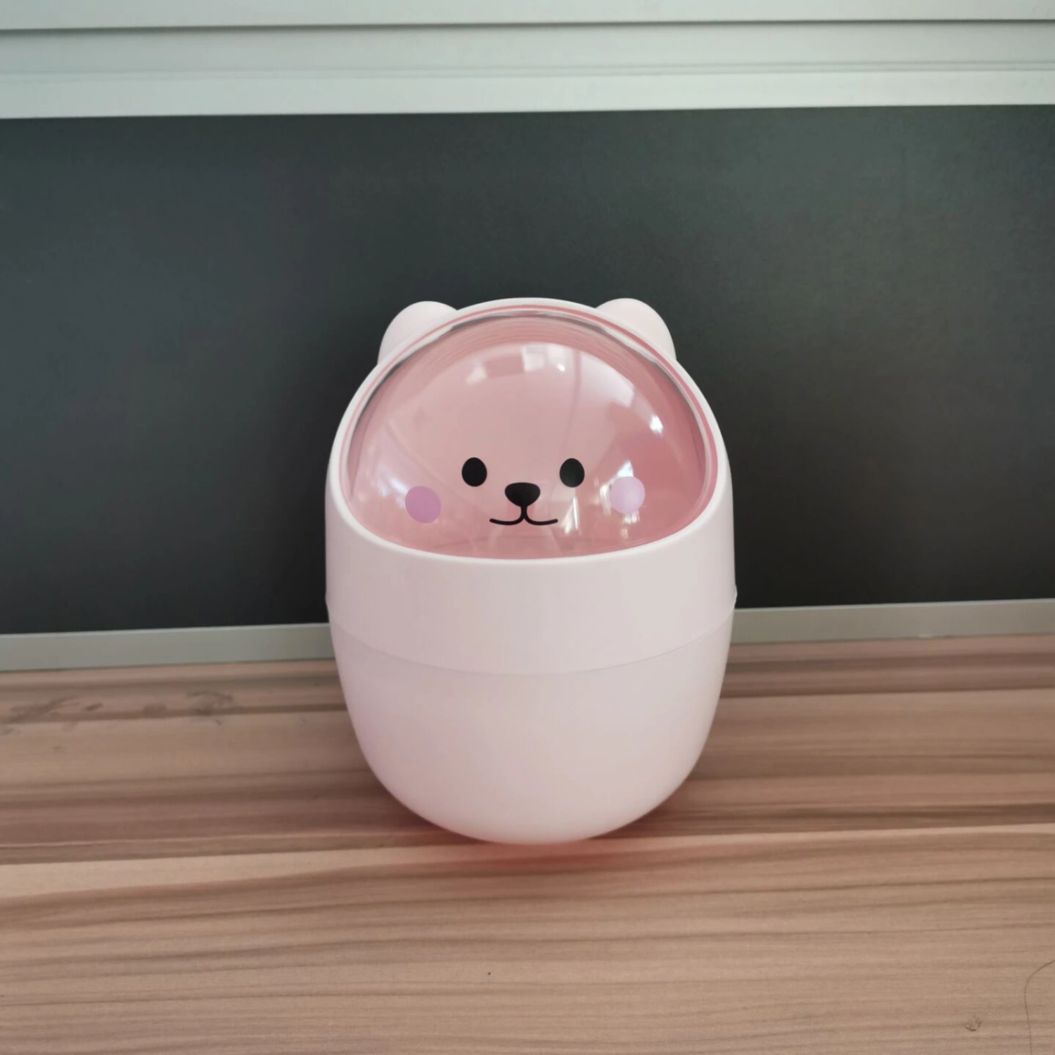 Mini Desktop Trash Can Cute Appearance Large Opening Desk Plastic Garbage Can Detachable Waste Basket with Lid Pink