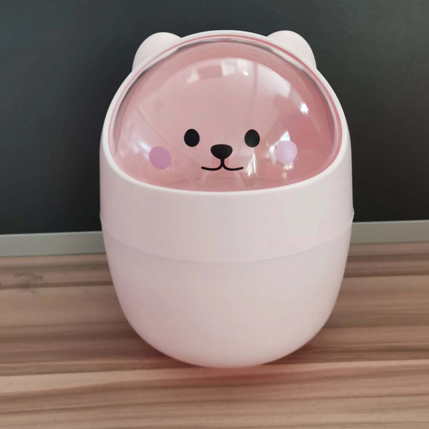 Mini Desktop Trash Can Cute Appearance Large Opening Desk Plastic Garbage Can Detachable Waste Basket with Lid Pink