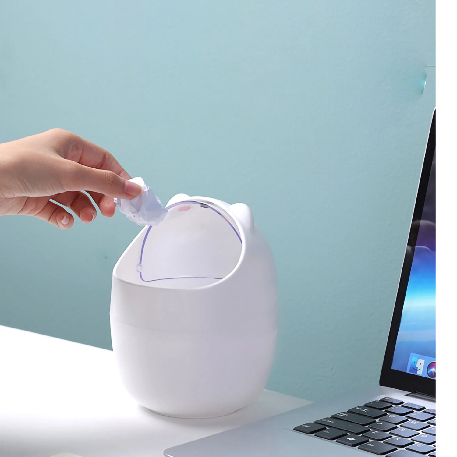 Mini Desktop Trash Can Cute Appearance Large Opening Desk Plastic Garbage Can Detachable Waste Basket with Lid Pink