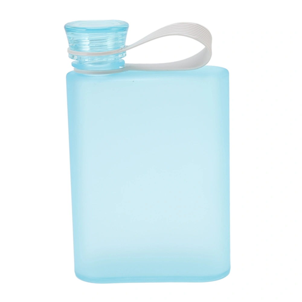 Flat Water Bottle Plastic Leak Proof Transparent Square Portable Paper Water Bottle 380ml Blue